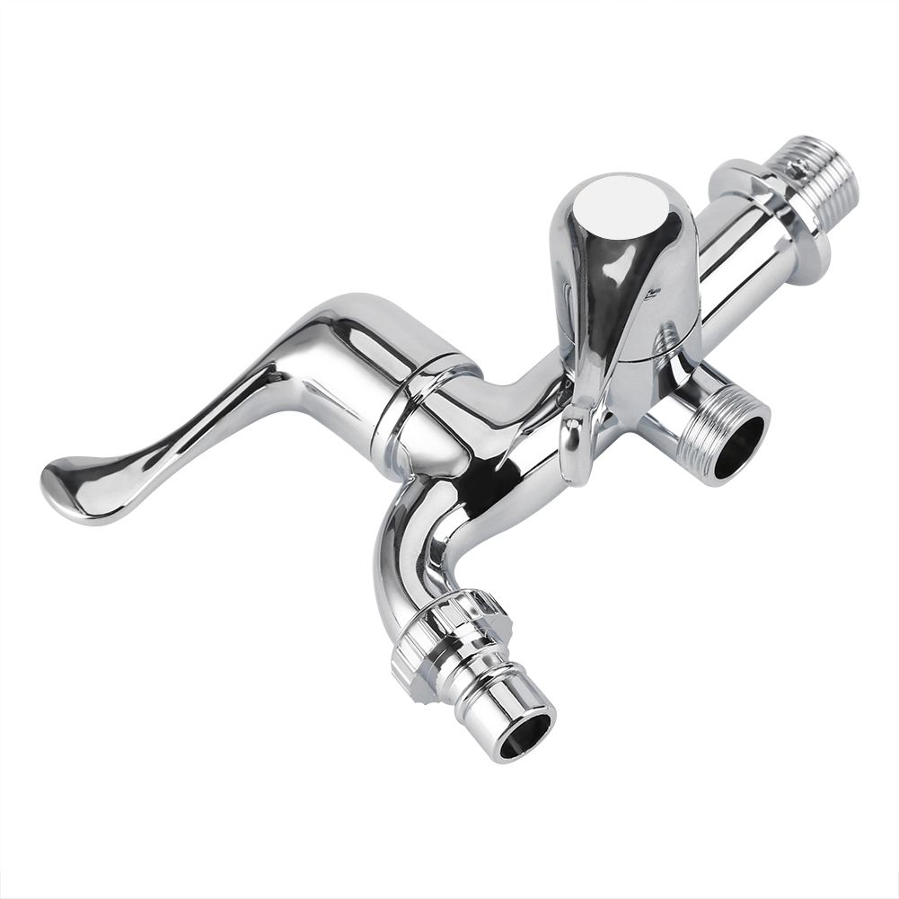 ABS Washing Machine Faucet Sink Basin Water Tap with Double Spout&Handle G1/2 Tail Handle β image 2