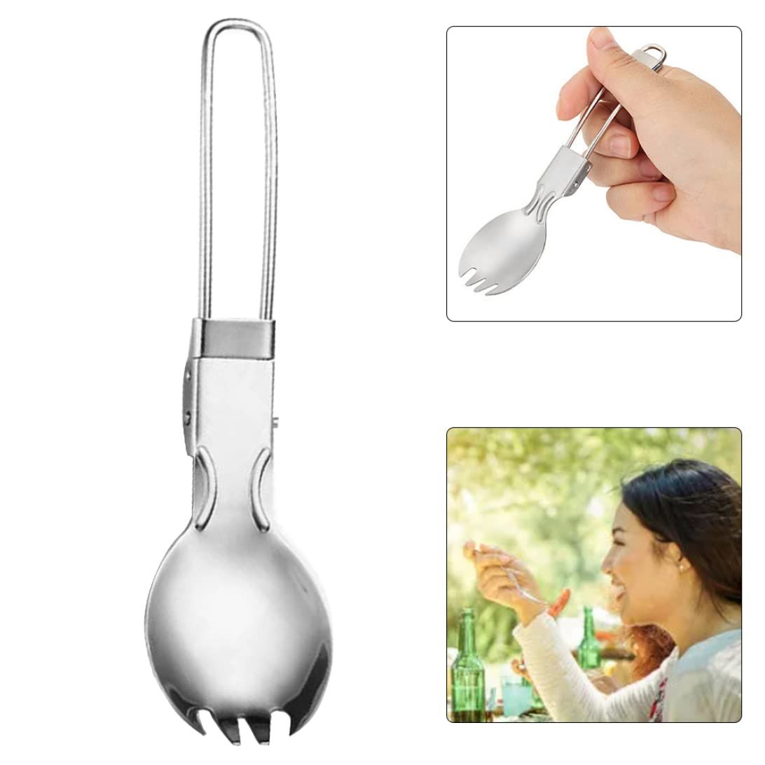 Outdoor Travel Spoon Spork Camping Cutlery Folding Fork Spoon 2 In 1 Outdoor Travel Tableware For Hiking Picnic Trekking Indoor — image 5