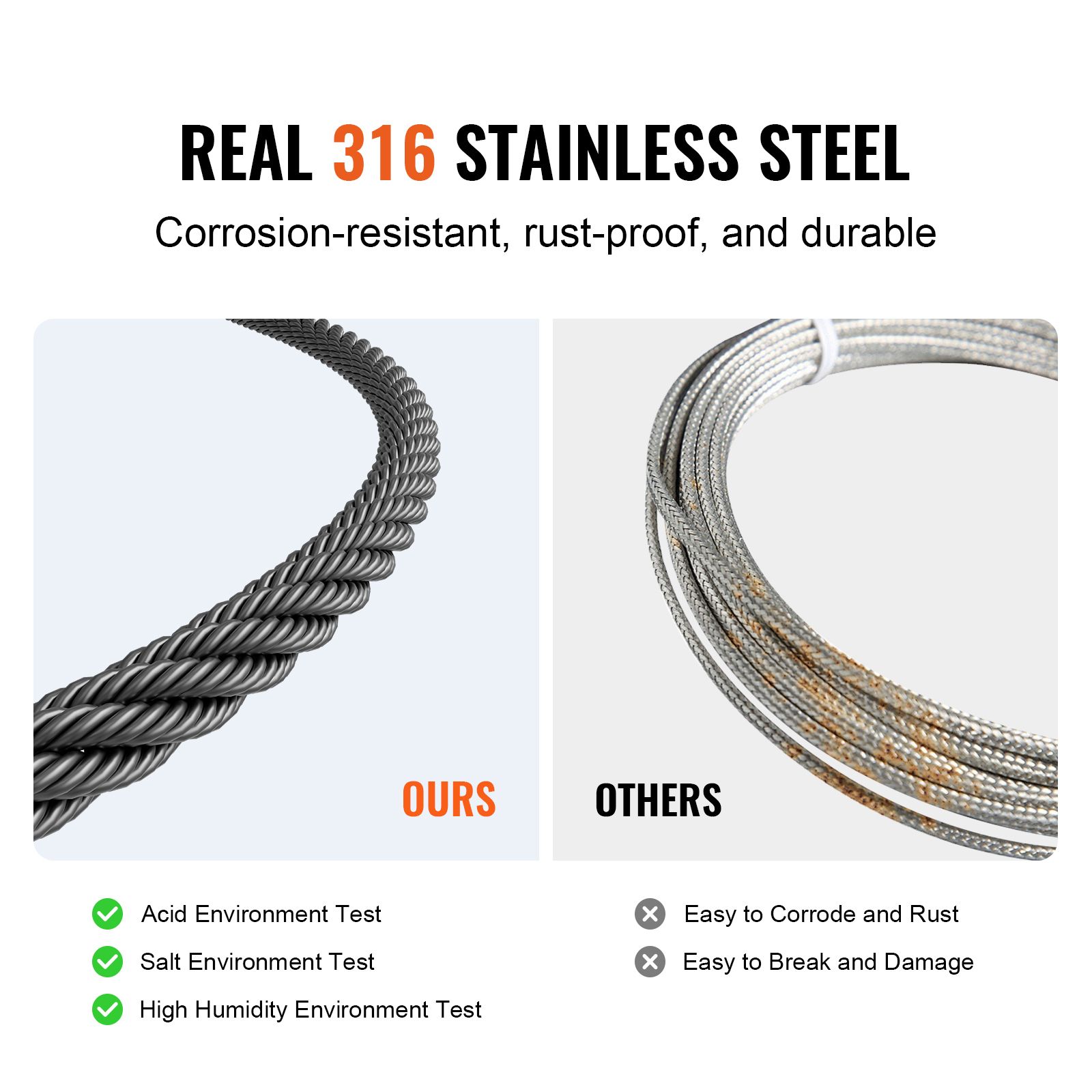 T316 Stainless Steel Cable 3.18mm 7 × 7 Steel Wire Rope 152.4m Cable Railing — image 2