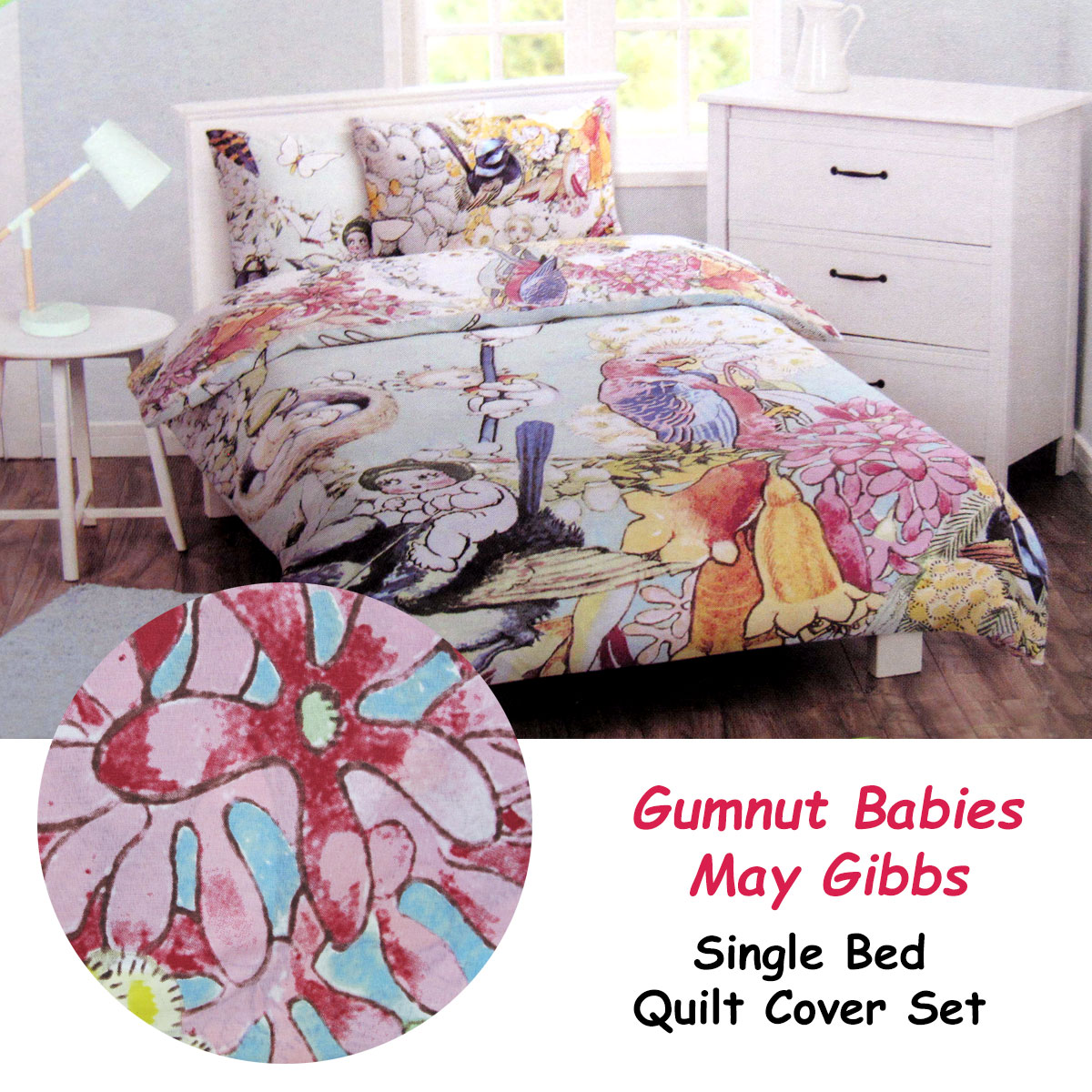 Caprice May Gibbs Gumnut Babies Licensed Quilt Cover Set Single — image 2