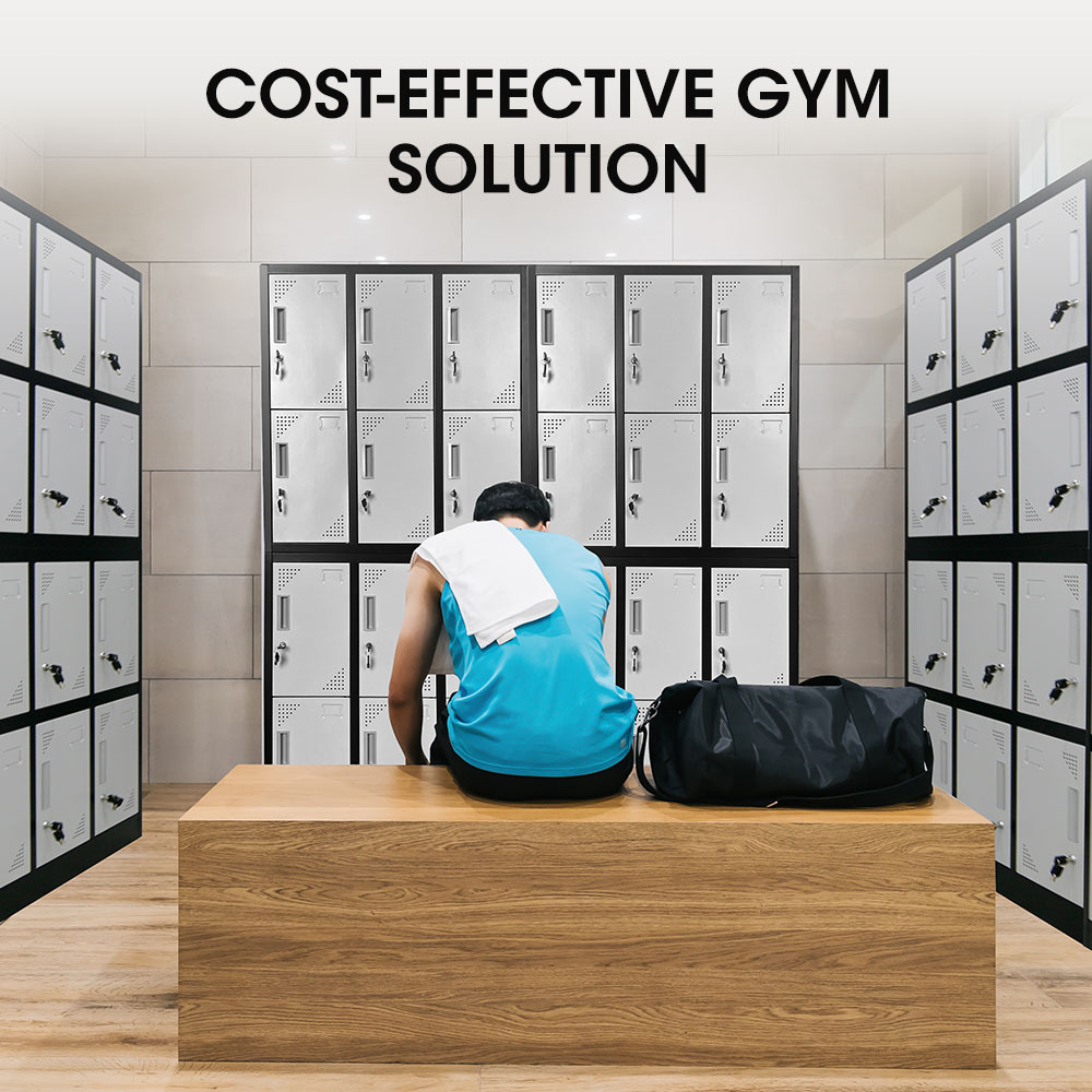FORTIA 12-Door Metal Storage Locker Cabinet Gym Office Lockers Compartment, Black & Light Grey โ image 5
