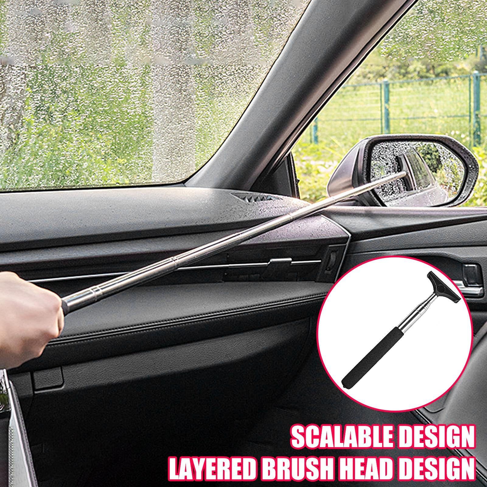 Car Rearview Mirror Wiper, Telescopic Car Mirror Squeegee Cleaner, Retractable Side Mirror Glass Mist Cleaner (Black) โ image 3