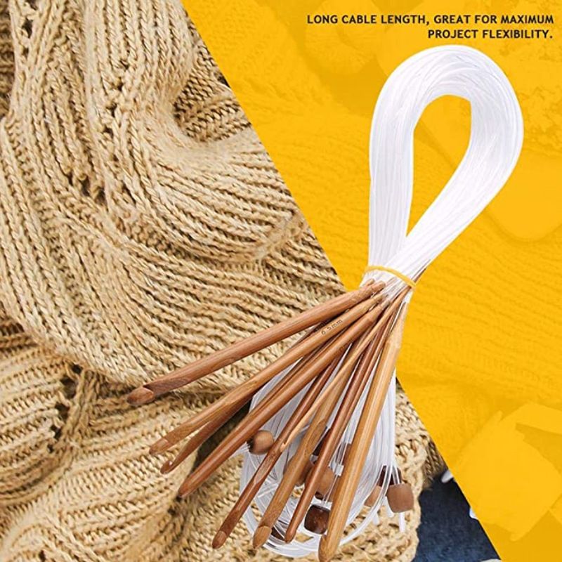 Crochet Hooks, Practical 12pcs Carbonized Bamboo Afghan Tunisian Crochet Hooks Set Carpet Rug Weave Knitting Needles — image 5