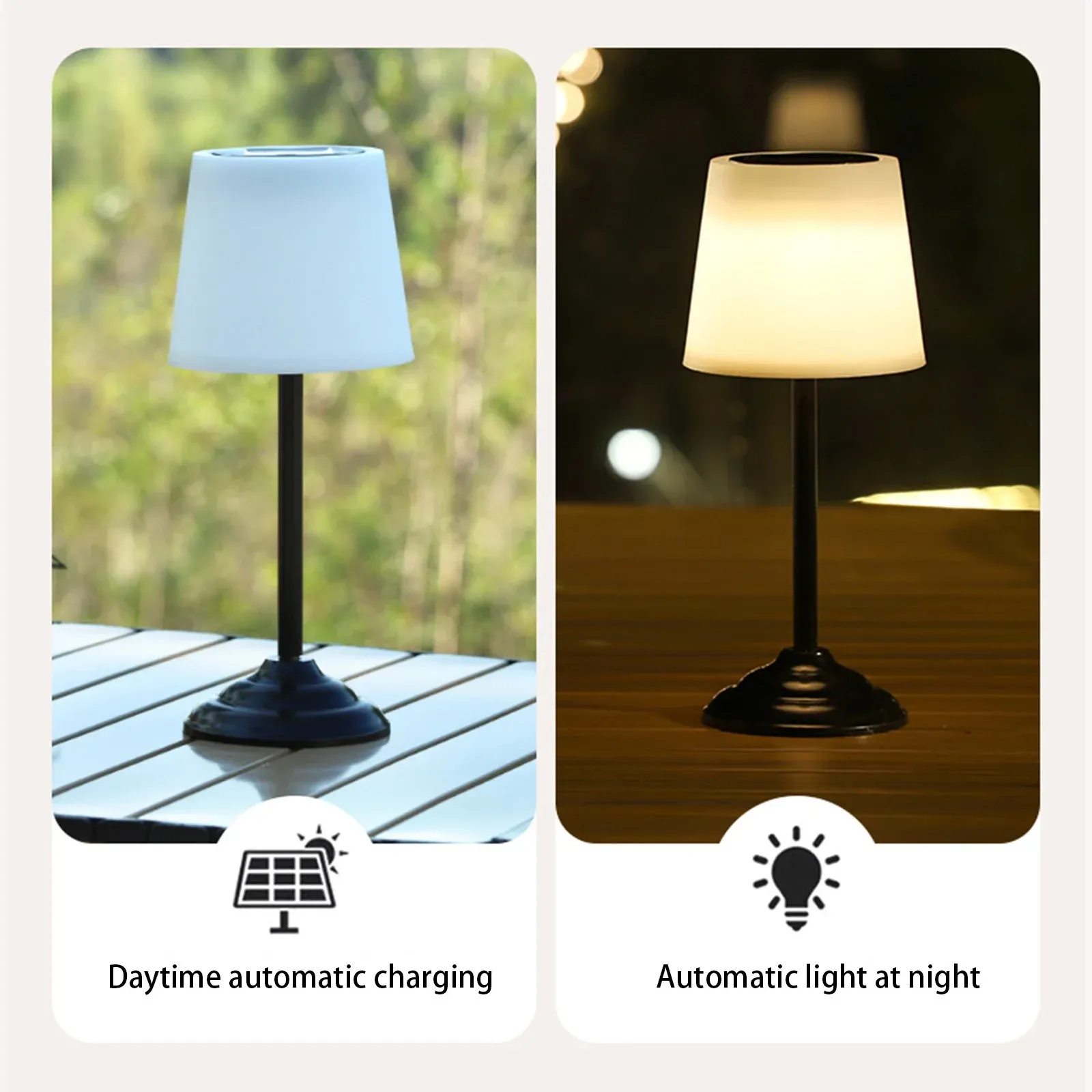 Solar Table Lamp Outdoor Table Lamp Solar Lights Outdoor Waterproof Rechargeable Table Lamp WirelessTable Lamps for Desk Patio Garden Yard Room Decor — image 4