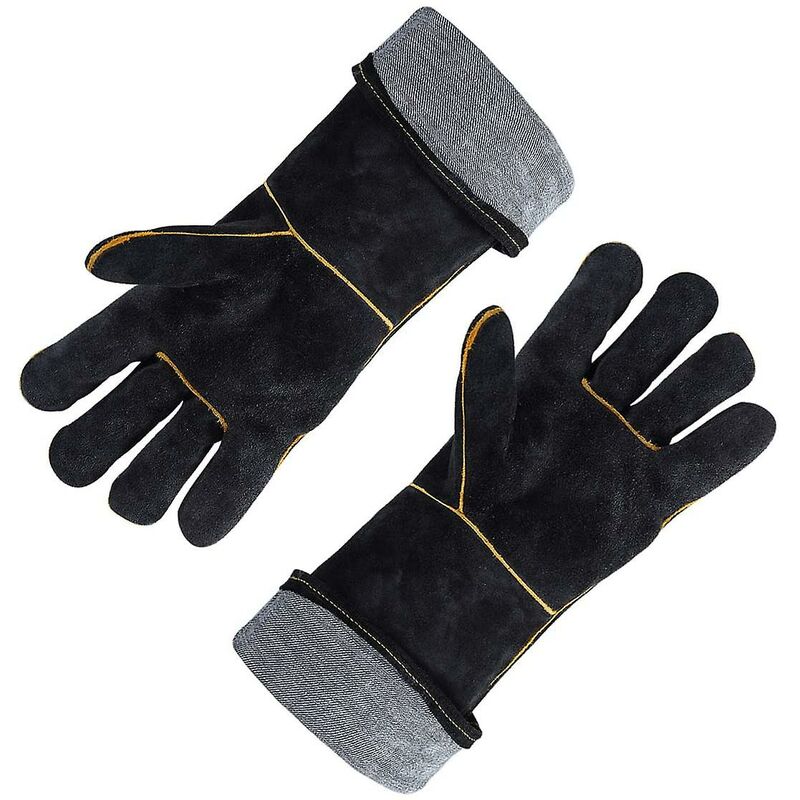 Leather Welding Gloves 932°F High Temperature Work Gloves For Welding Bbq Kitchen Baking Oven Gardening — image 2