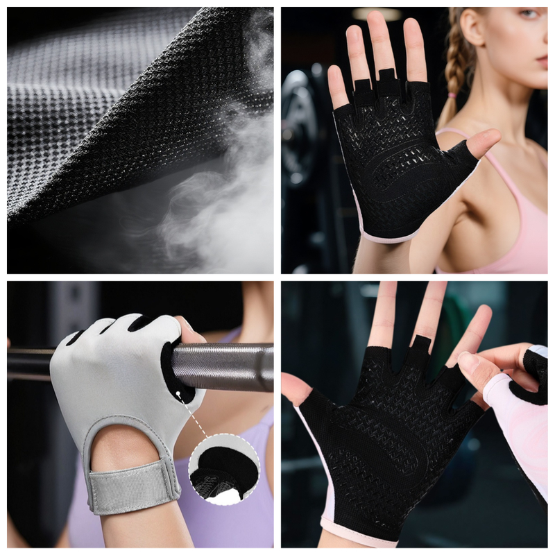 Purple Gradient - Size S - Women's Gradient Print Half-Finger Fitness Gloves, Silicone Anti-Slip Breathable Gloves for Yoga and Cycling — image 5