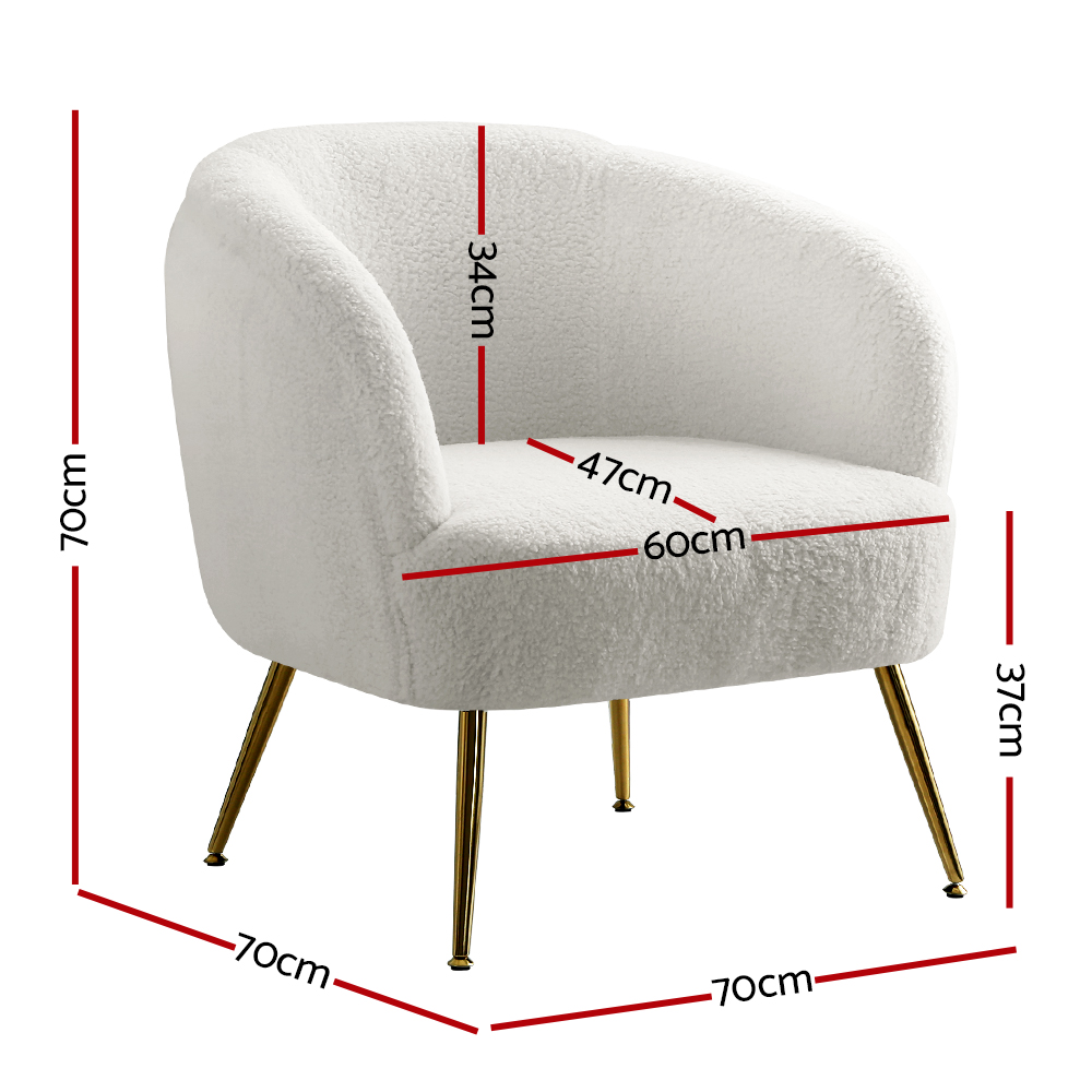 Artiss Armchair Lounge Chair Accent Chairs Armchairs Sherpa Boucle Sofa White โ image 2