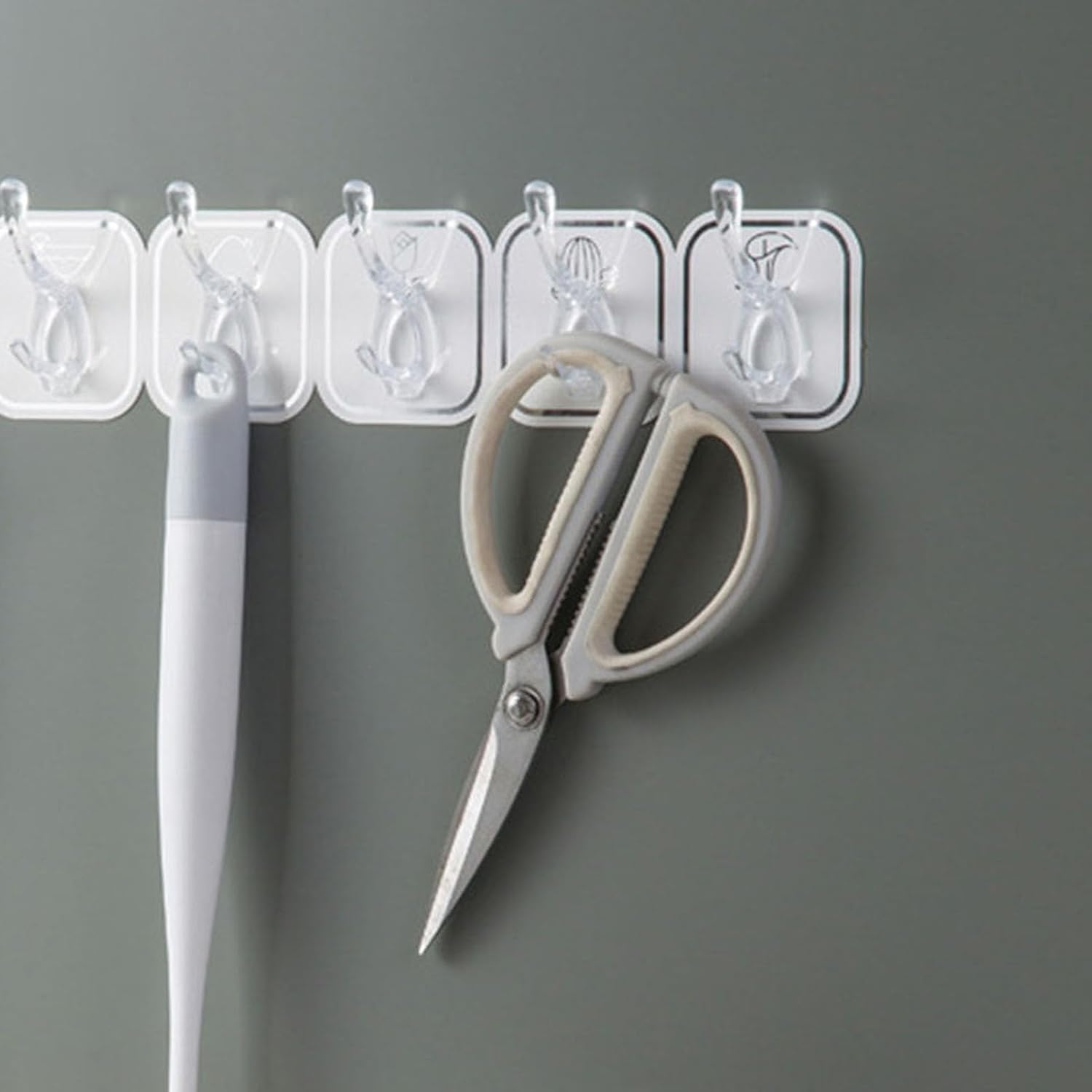 6Pcs Acrylic Wall Mounted Necklaces Organizer,6 Hooks Jewelry Stand Organizer,No Drilling Hanging Hook Strong Bearing Capacity for Kitchen Bathroom(White) — image 4
