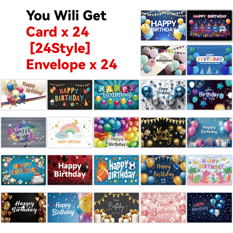 Happy Birthday Greeting Cards Set, 24Pcs Birthday Note Cards with Envelopes โ image 5