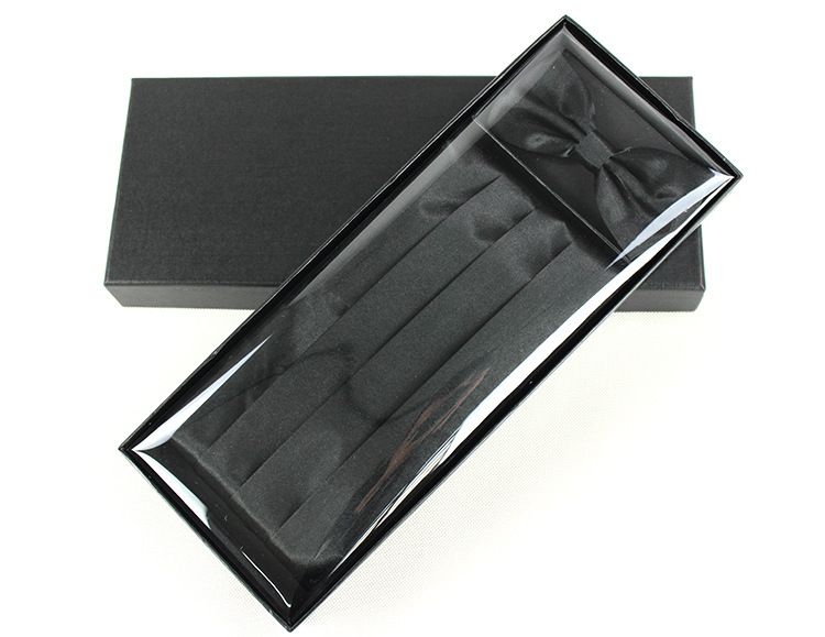 Mute Sauce Men Waistcoat Bow Tie Pocket Square Set Waist seal red only 80-100cm โ image 2