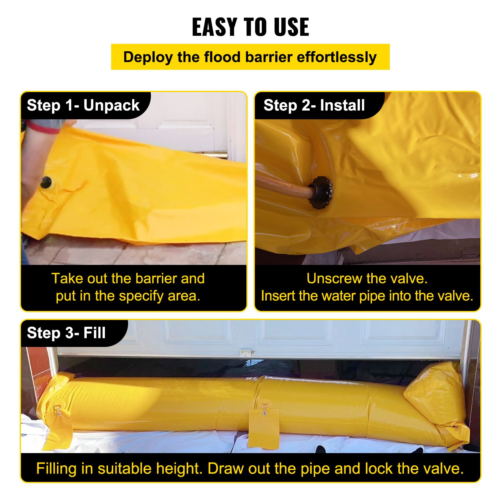 Flood Barrier Hydro Barrier 12' Length x 12" Height for Water Diversion โ image 4
