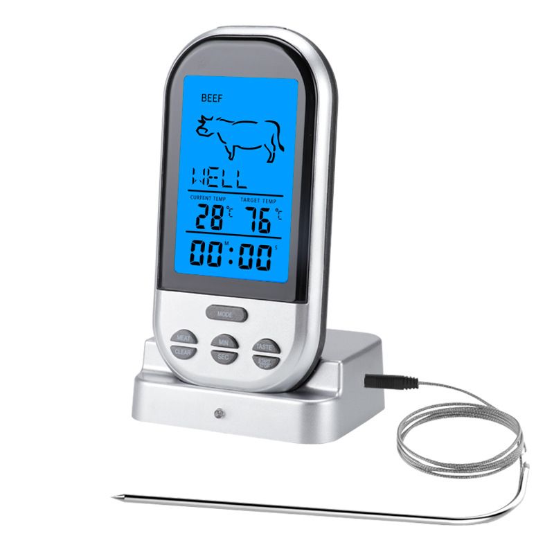 Wireless Digital Grill Thermometer with LCD Display and Dual Probes for BBQ, Kitchen Cooking and 8 Meat Presets, Black — image 3