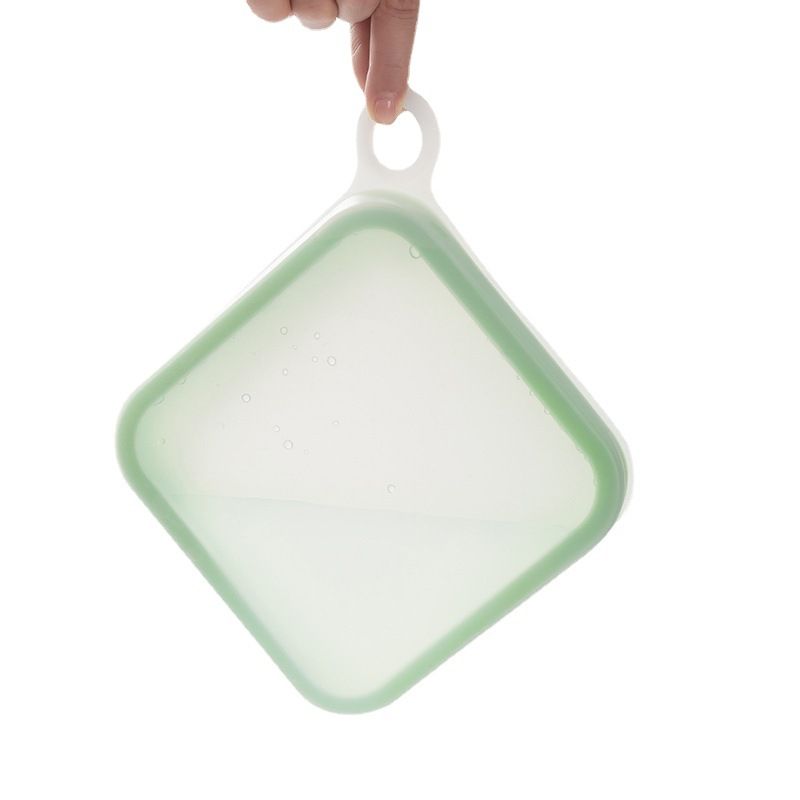 Silicone Sandwich Storage Bag, Thick Reusable Food Storage Container, Leakproof Washable Sandwich Bags (Green)