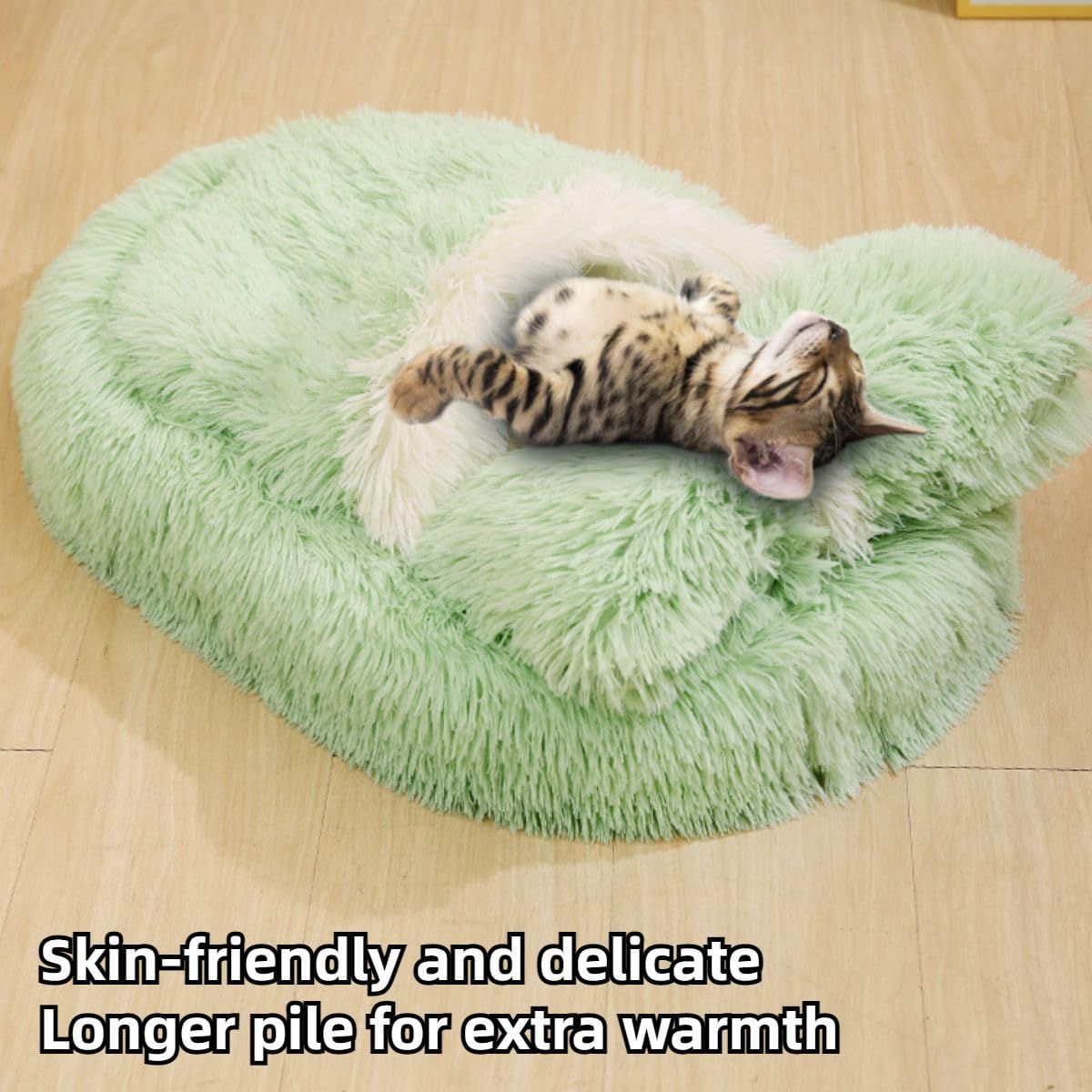 Dog Bed with Cover Cave, Orthopedic Dog Bed with Blanket, Pet Bed Cozy Cuddler Mat, Anti-Anxiety Calming Pad for Puppy Cat - Green - Size 24.07"L x 15.75"W x โ image 5