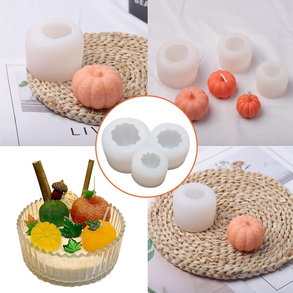 3 Piece Silicone Pumpkin Mould Set 3 Sizes Candle and Chocolate Mould Baking Tray — image 5