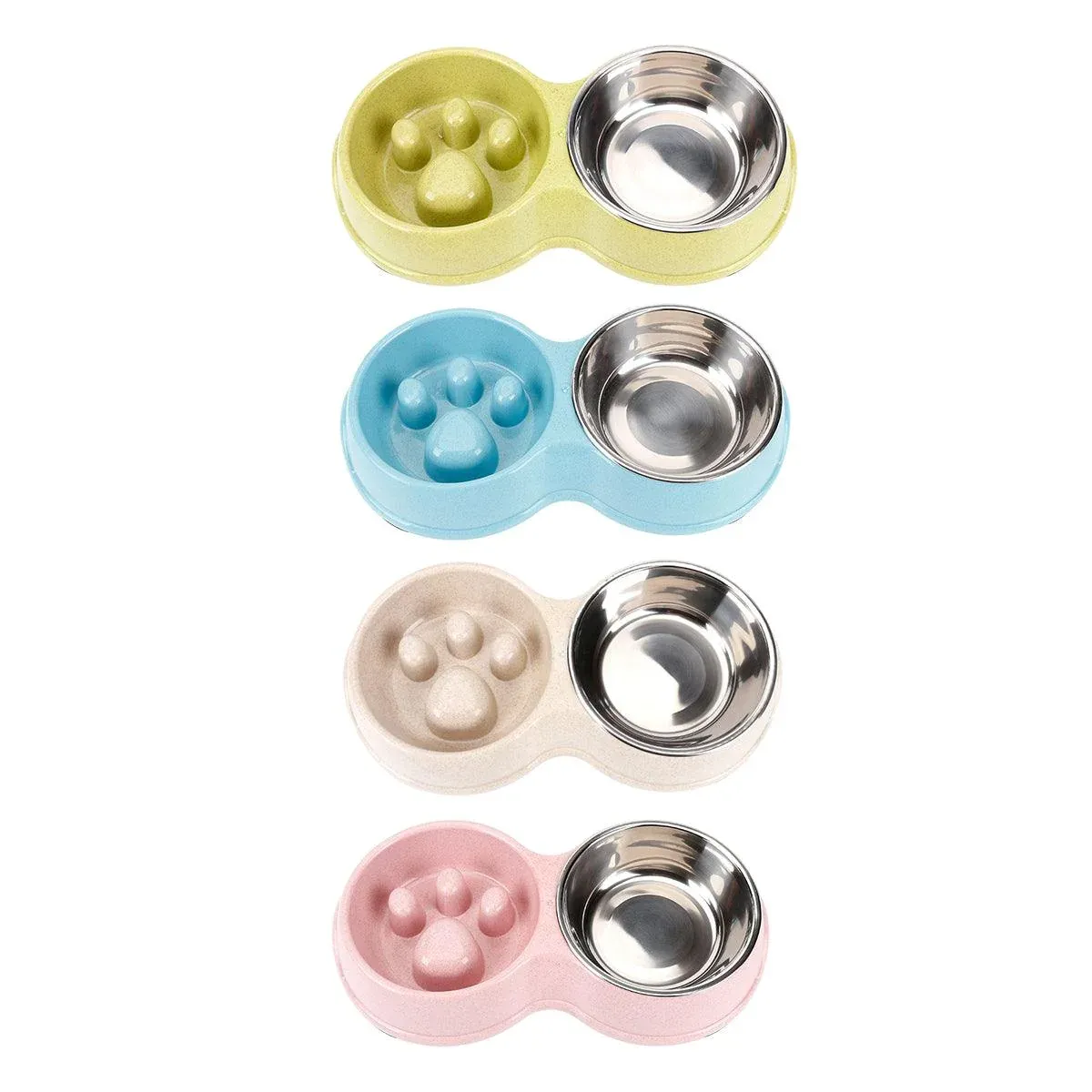 Dog Slow Feeder Double Bowl Pet Food and Water Dish - Blue โ image 3