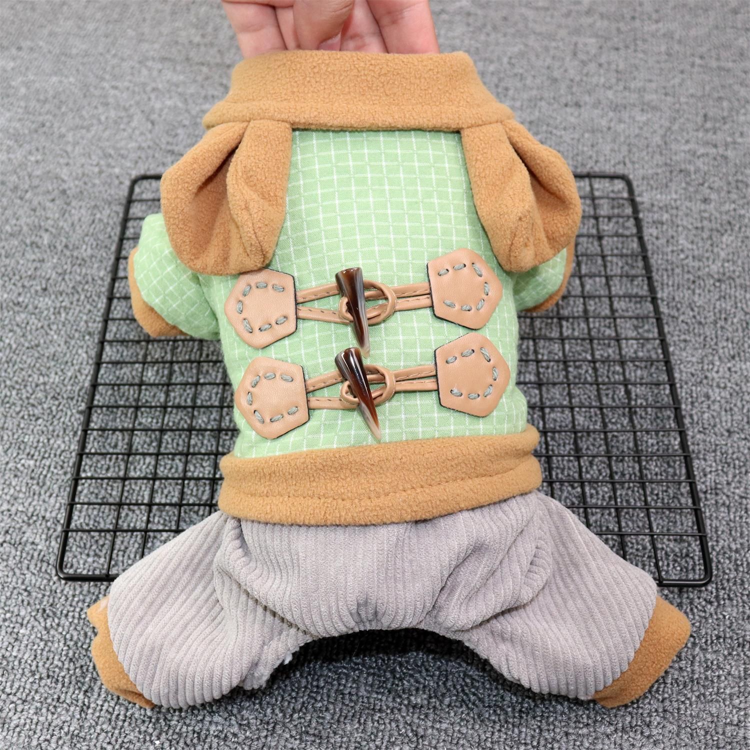 Pet Dog Clothes Odd Pet Four Legged Casual Corner Button Four Leg Green S — image 5