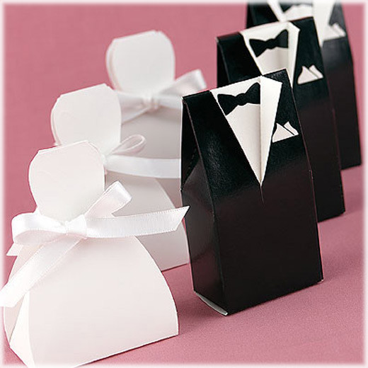 50 Pack of 25 Bride Gown and 25 Groom Tux Wedding Bridal Bomboniere Favor Candy Choc Almond Box - NW โ image 2