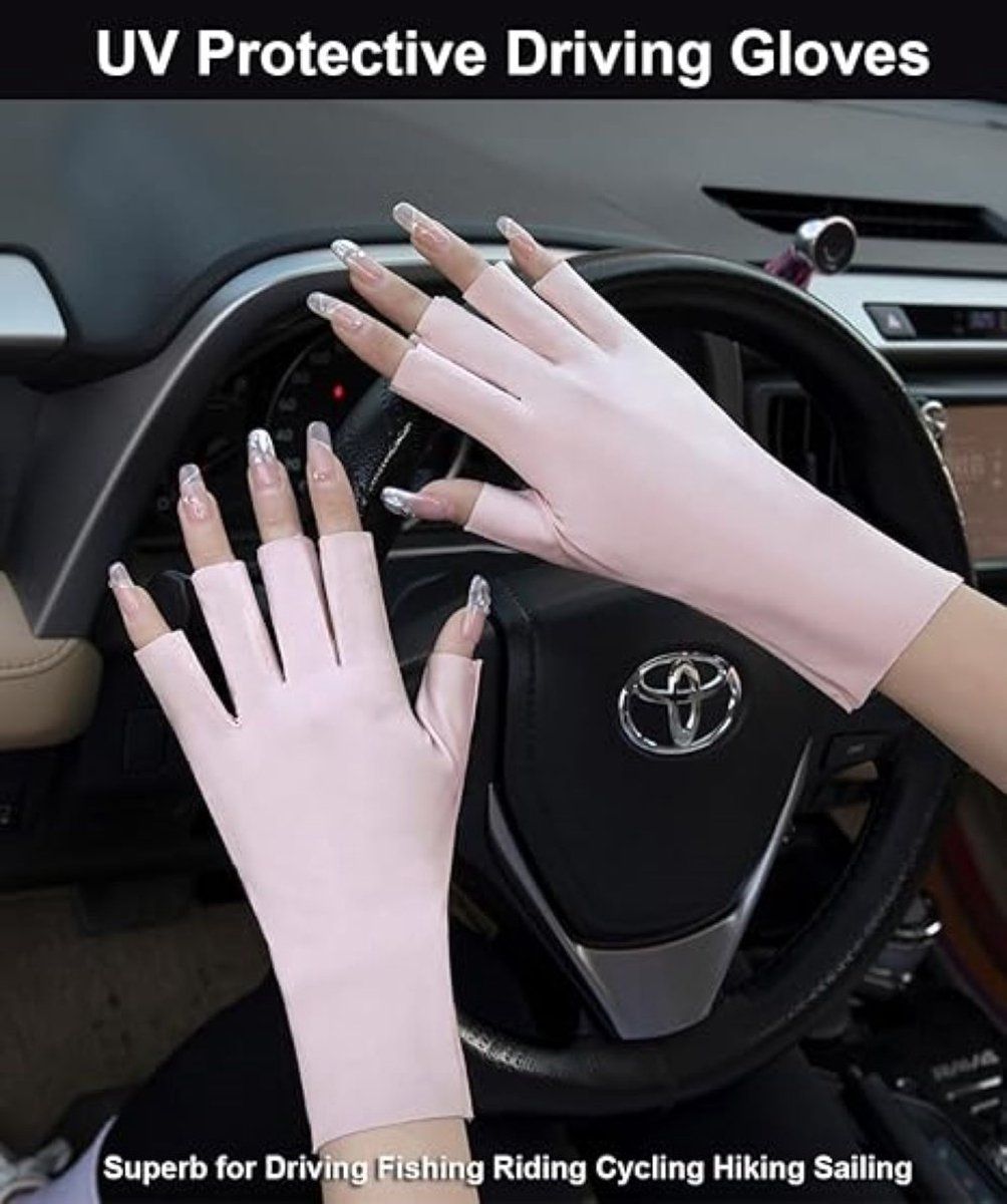 2 Pairs of women's UV, protective gloves, women's fingerless summer gloves, driving gloves with sun protection, touchscreen mittens, black — image 2