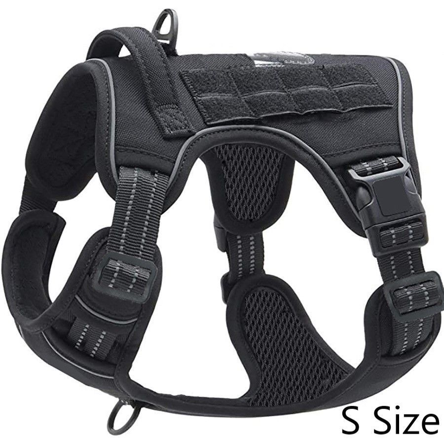 Reflective Dog Harness Breathable Mesh Vest With Handle Adjustable Pet Safety Harness Ideal Christmas Gift Black Size S