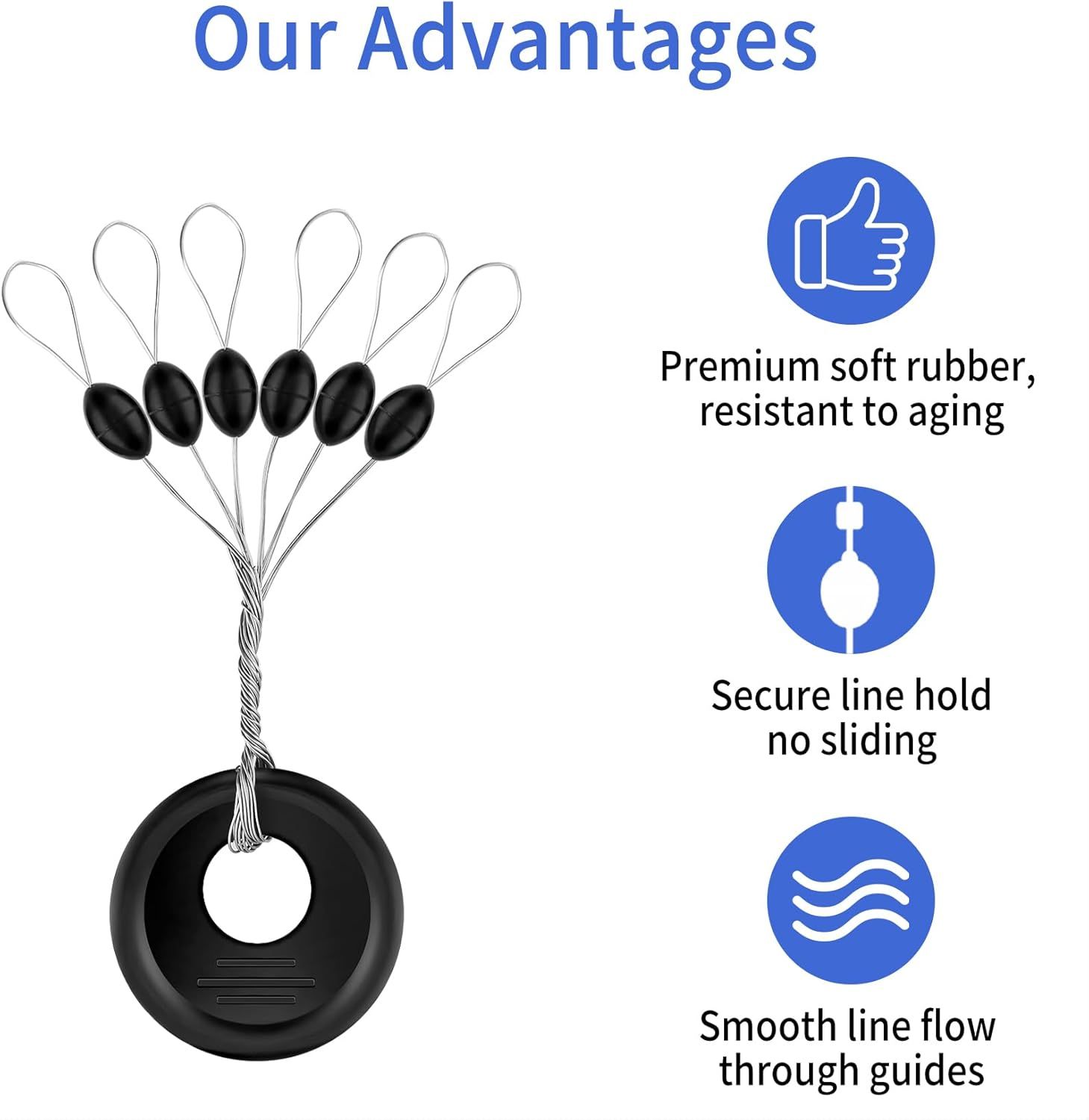 240 Pieces Middle-Sized Fishing Rubber Bobber Beads Stoppers 6 in 1 Black Float Sinker Stops(M) โ image 4