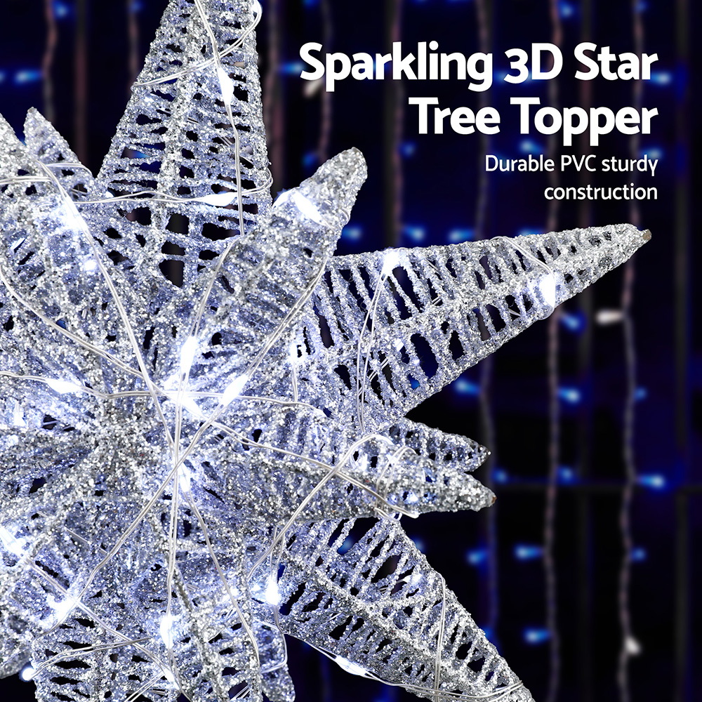 Jingle Jollys 3D Christmas Tree Topper Star LED Decorations Xmas Party Timer — image 5