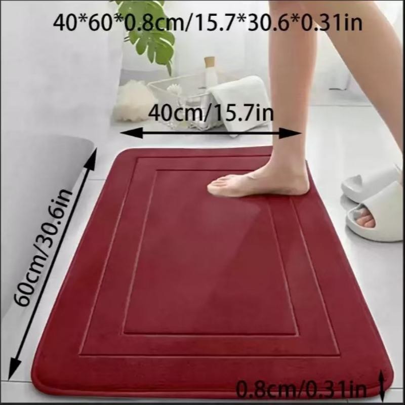 RED Geometric Pattern, Soft Lightweight Skin-Friendly, Bathroom Accessory, Toilet Anti-Slip Mat, Bathroom Mat, Machine Washable, Suitable for Shower Room — image 3