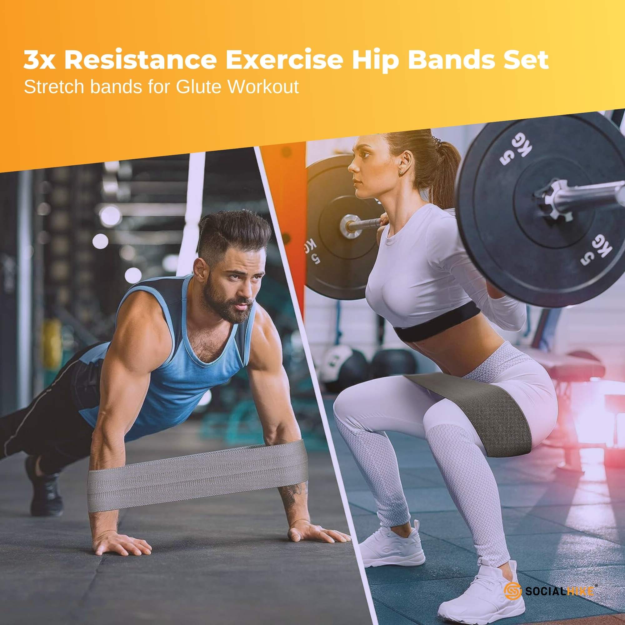 3x Resistance Exercise Hip Bands Set - Stretch Glute Booty Workout Power Loops — image 2