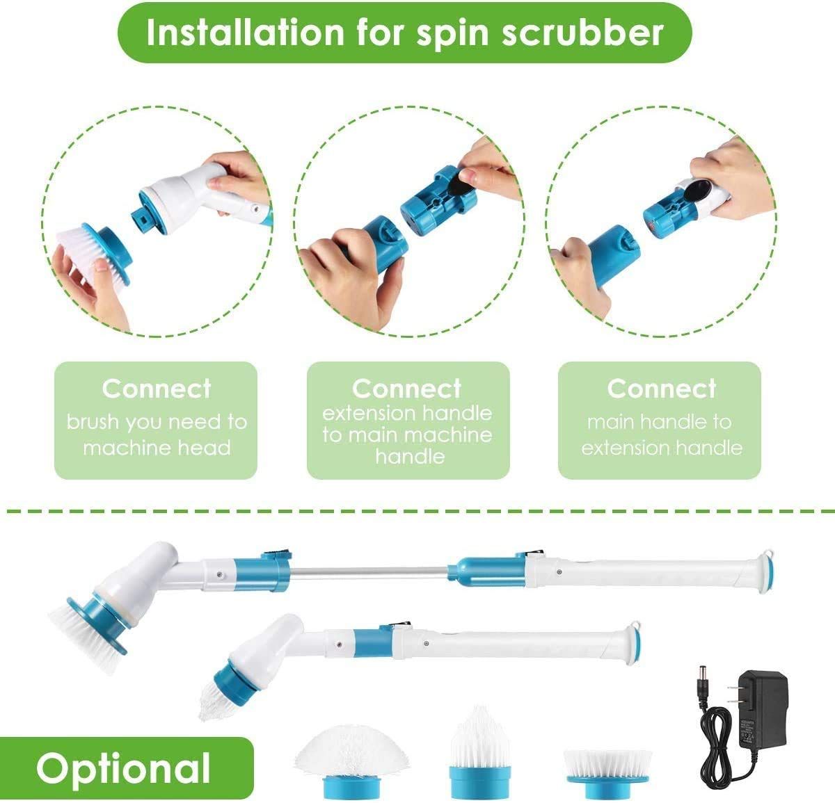 Electric Spin Scrubber, Multi-Purpose Power Surface Cleaner, Home Floor Bathroom Cleaning Brush with 3 Replaceable Cleaning
