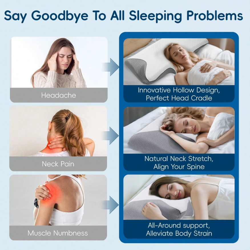 Cervical Neck Pillow for Neck Pain Relief, 2 in 1 Ergonomic Orthopedic Bed Pillow for Sleeping, Memory Foam Pillows for Side, Back & Stomach Sleepers with — image 5