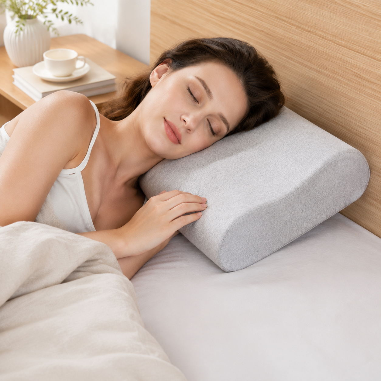 2 Pack Wave Shaped Contour Memory Foam Pillow with Washable Bamboo Fibre Covers - 3-5 Second Slow Rebound and High Low Neck Support for Back and Side โ image 5