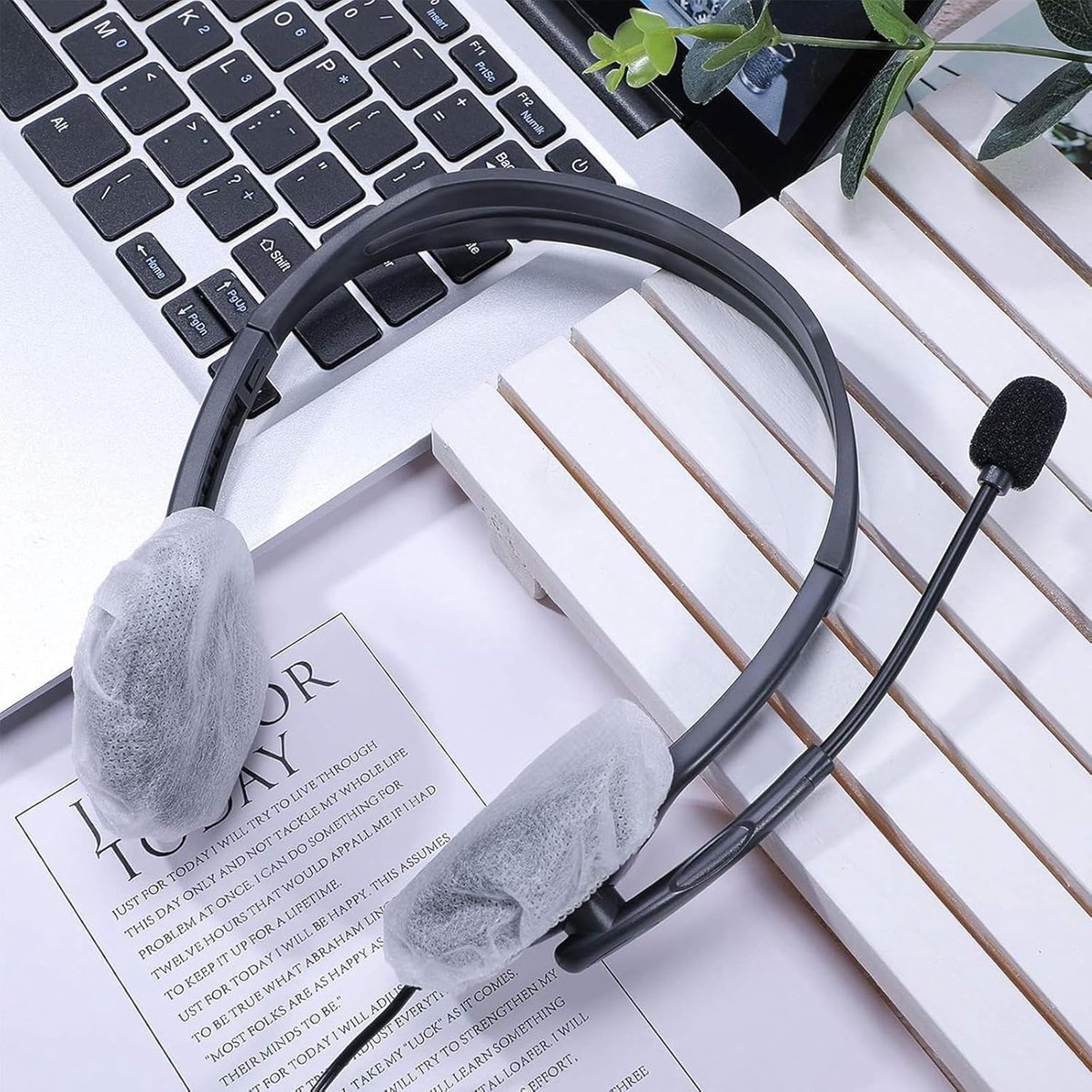 Elastic Headphone Hygiene Cases - 100 pieces - non-woven fabric headphone covers - replacement headphone hygiene cases - elastic stretch - universal - cover — image 4