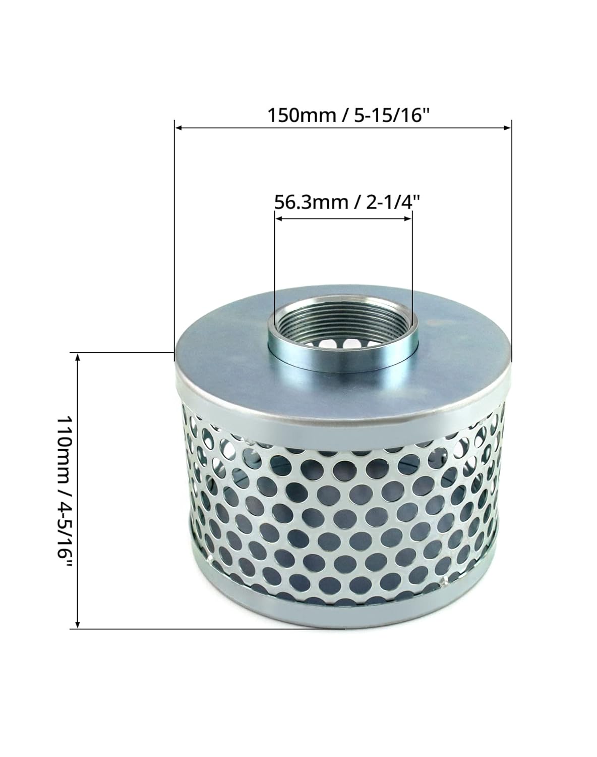 2" Round Hole Suction Strainer Filter for Pumps, Steel Plated Thread Size 2 Inch, Reduces Solids Entering Pump โ image 6