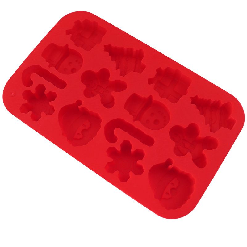 2 Pcs Silicone Christmas Baking Mold Set, Tree Snowflakes Snowman Santa Claus Gift Box Gingerbread Walking Stick Cake Mold — image 3