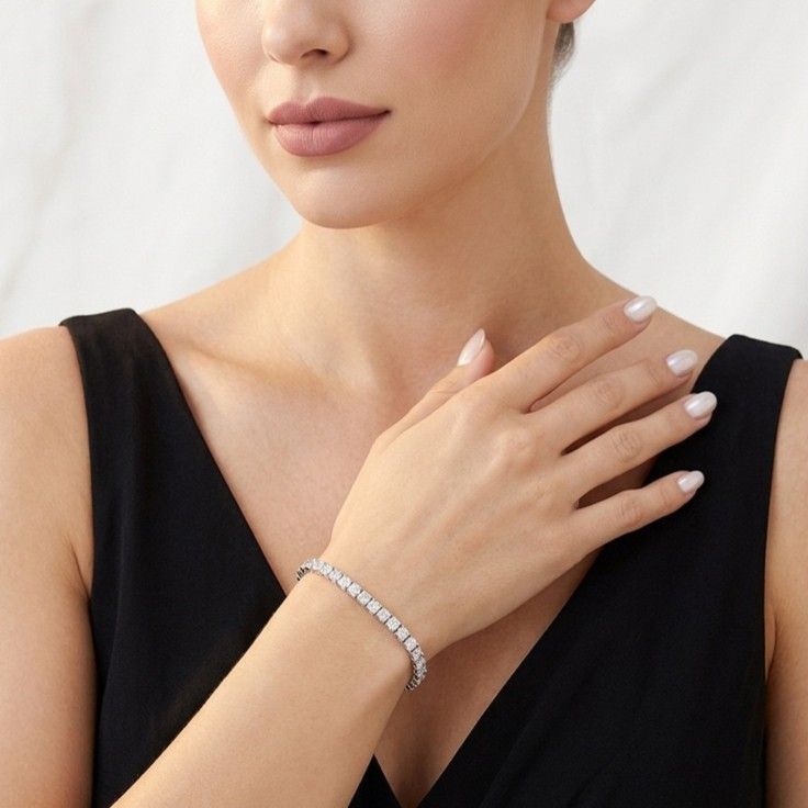 Elegant Moissanite Tennis Bracelet in 925 Sterling Silver with 18K Gold and Rhodium Plating, Featuring Certified Sparkling Stones for Daily Wear and — image 4