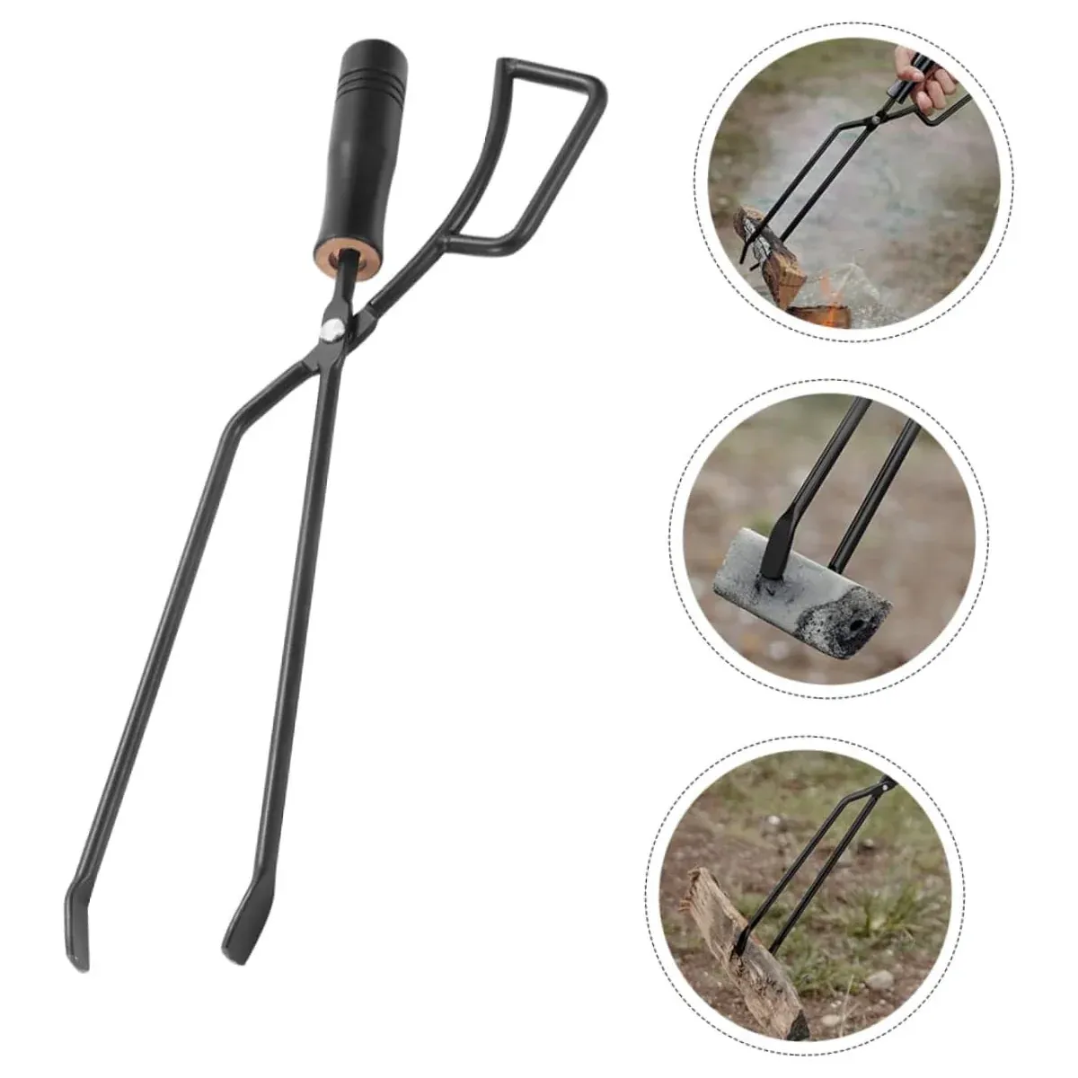 Barbecue Charcoal Tongs Fire Lifting Tool Metal Clamp For Outdoor Cooking Grill — image 4