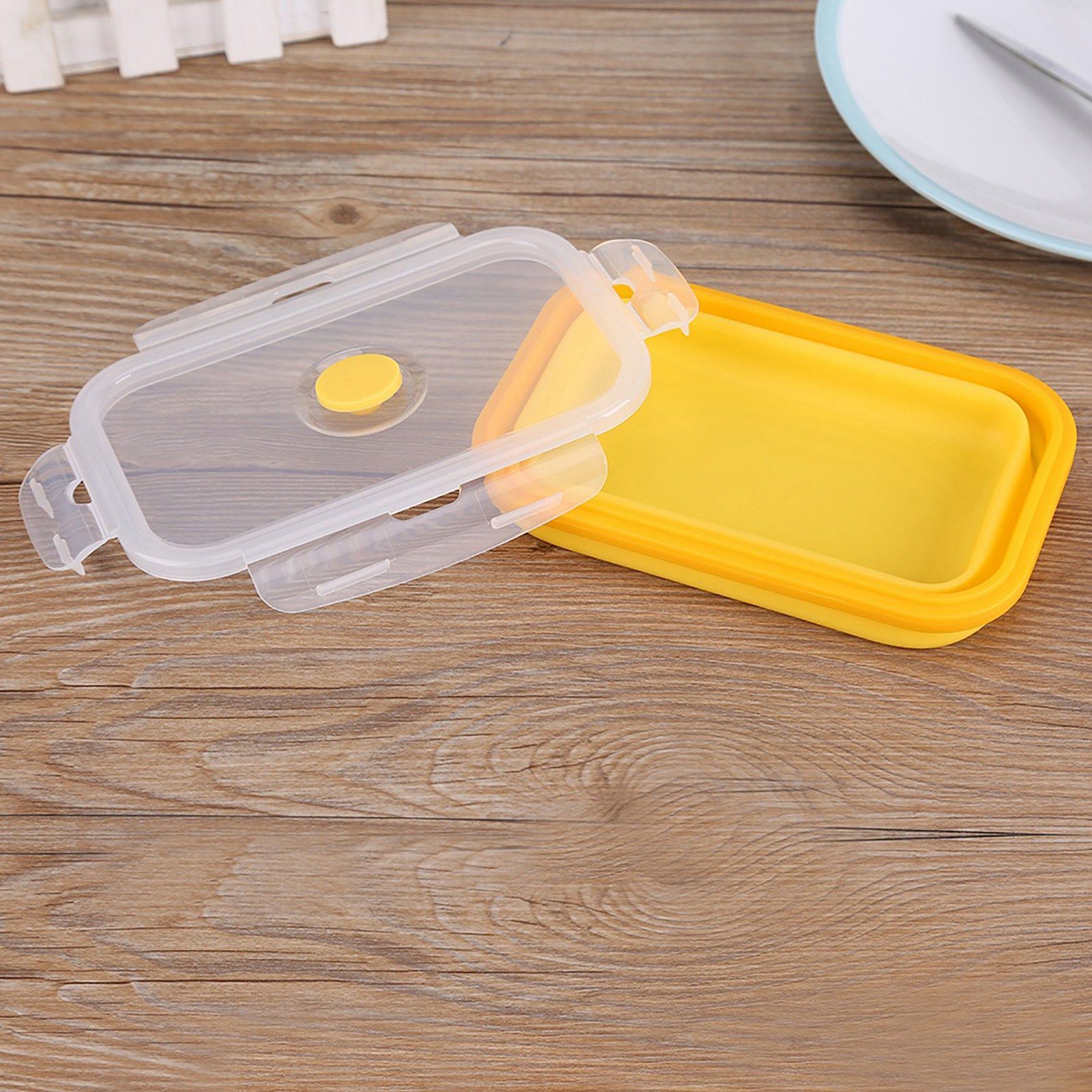500ml Silicone Collapsible Portable Lunchbox Bowl Folding Food Storage Container Yellow โ image 6
