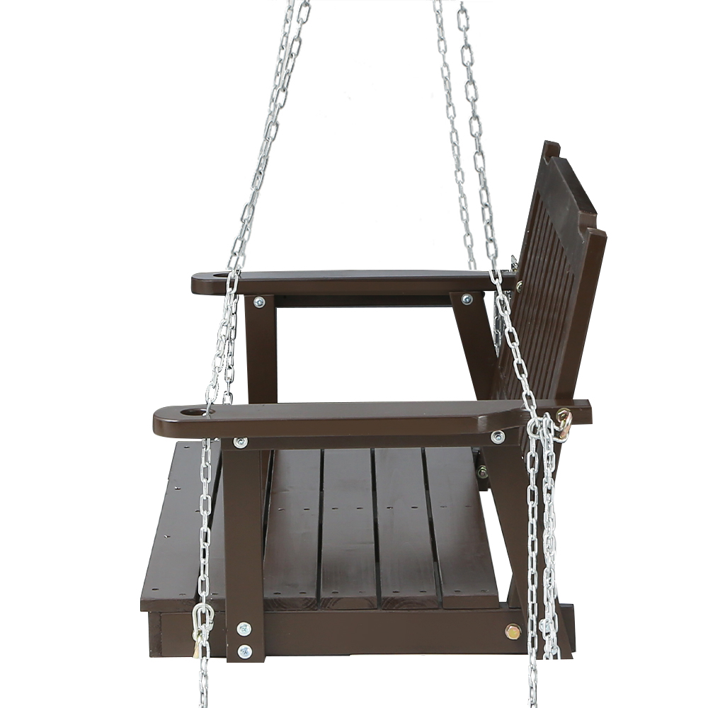 Gardeon Porch Swing Chair With Chain Outdoor Furniture Wooden Bench 2 Seat Brown โ image 3