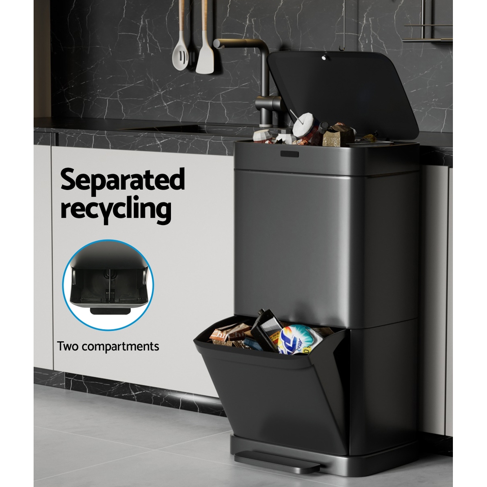Devanti 70L Motion Sensor Bin Pedal Bins Automatic Black โ image 5