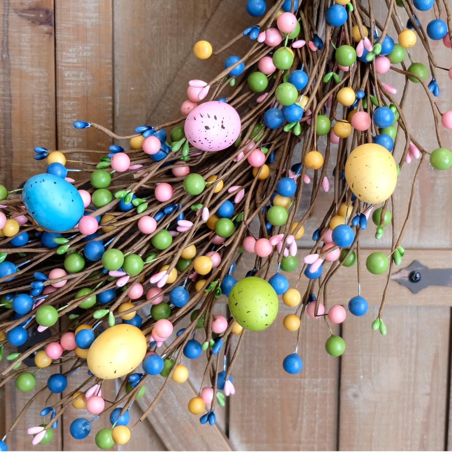 26 Inch Spring Easter Colorful Egg Wreath for Front Door, Colorful Home Decoration Easter Eggs and Berries Wreath for Indoor and Outdoor Use — image 6