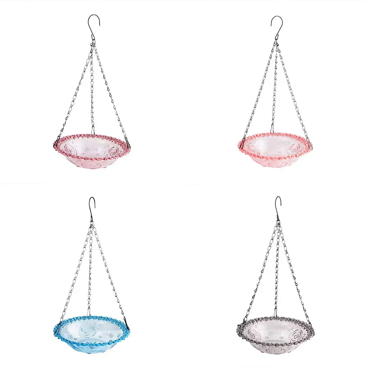 Balcony Bird Feeder Hanging Rail Mount Outdoor Suspended Feeding Station Garden - Grey — image 3
