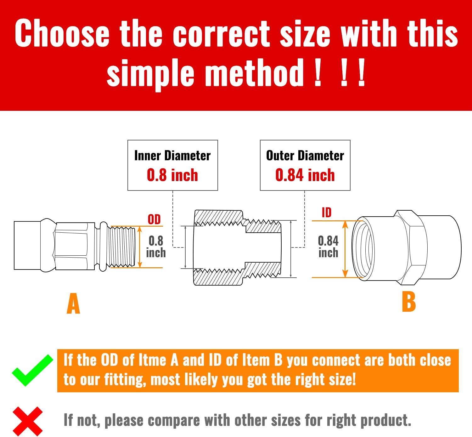 4-Pack 1/2 Inch Male x 1/2'' Female Brass Pipe Fitting Adapters, 1/2'' NPT Male to Female Adapters, 1/2'' Brass Pipe Extension Fittings for Shower Head — image 4