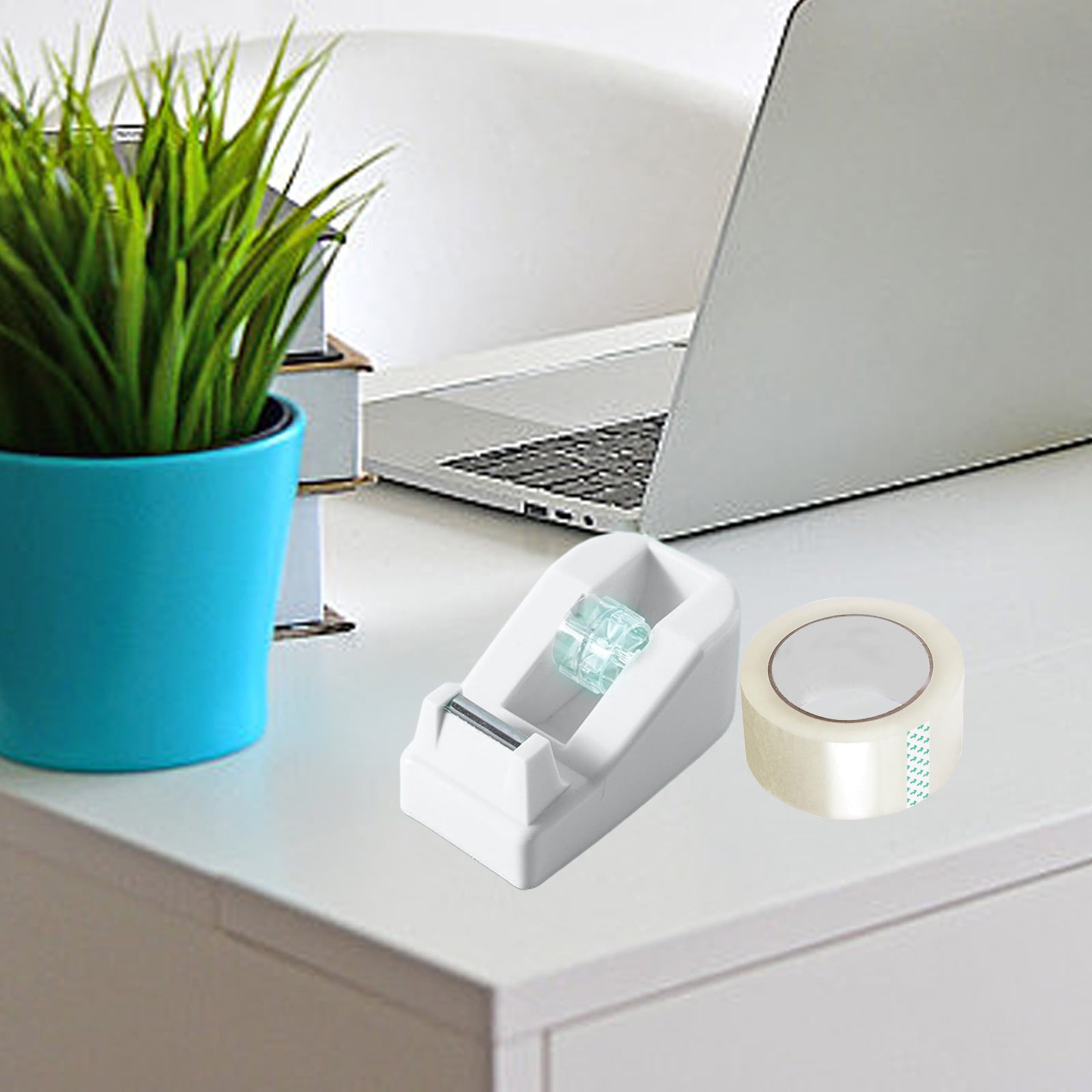 Desktop Tape Dispenser Adhesive Roll Holder Desk Accessories Home Office Tape Dispensers, Weighted Non-Skid Base White โ image 4