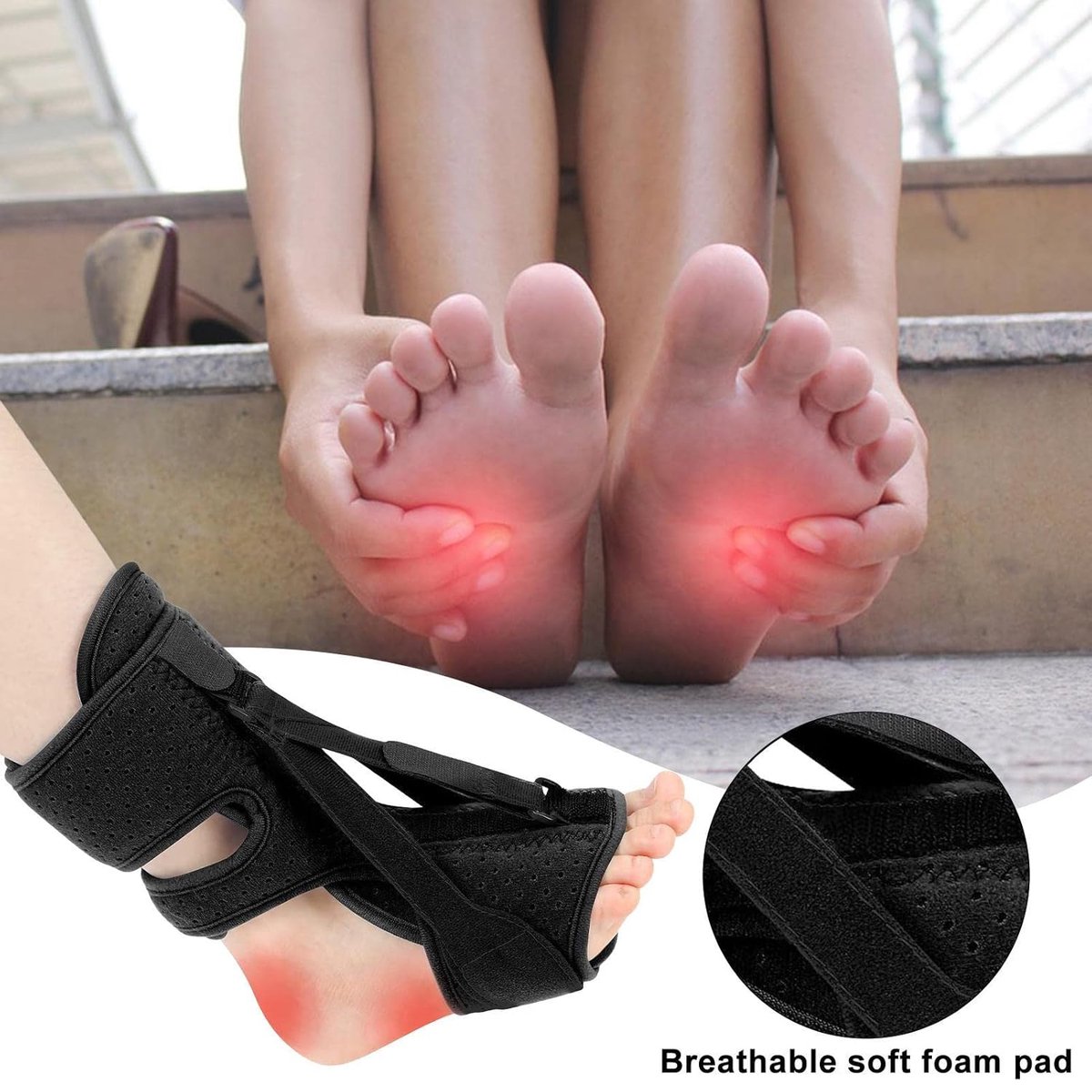 Night splint - Heel spur orthosis - Achilles tendon orthosis - Splint - Strasbourg sock - Achilles tendon - Extra support - Black — image 2