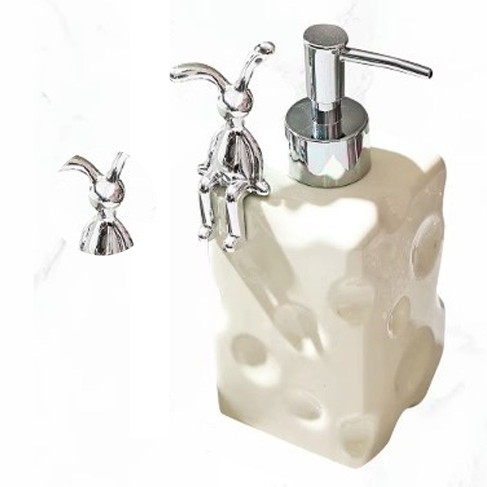 Shampoo Dispenser Bottle Ceramic Large Capacity Home Decoration with Pump for Bathroom Large White โ image 2