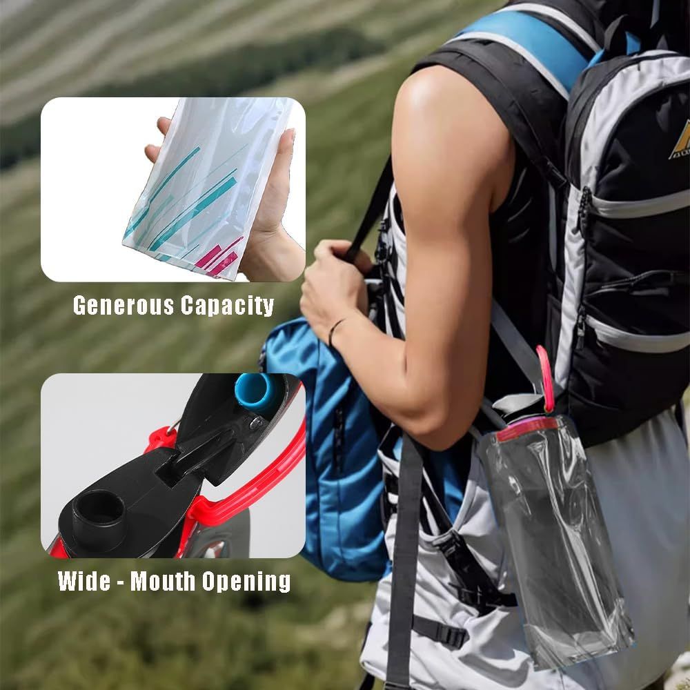 Collapsible Water Bottles,Compact Bottle Folds Flat with Carabiner, Flat Water Bottles for Outdoor Sports Camping Traveling Biking,2 Pieces — image 3