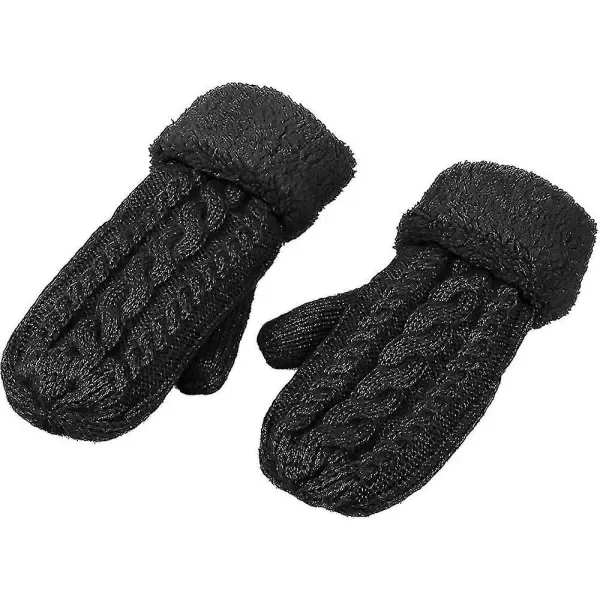 Thick Fleece Lined Warm Knitted Mittens for Women, Super Soft Thermal Winter Hand Warmers with Stretchy Elastic Wrist, One Size for Most Hand Shapes — image 3