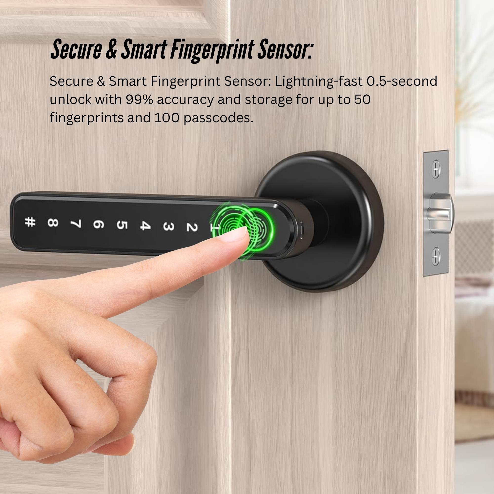 Tooleroo Digital Smart Door Lock Handle - 5in1 Keypad Home Entry Security System — image 5