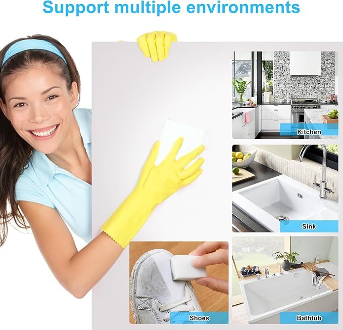 2X Density Magic Sponge Eraser,Multi-Functional Household Cleaning Kitchen Dish Sponge for Furniture,Extra Thick and Long Lasting Melamine Cleaning Sponges(10) — image 5