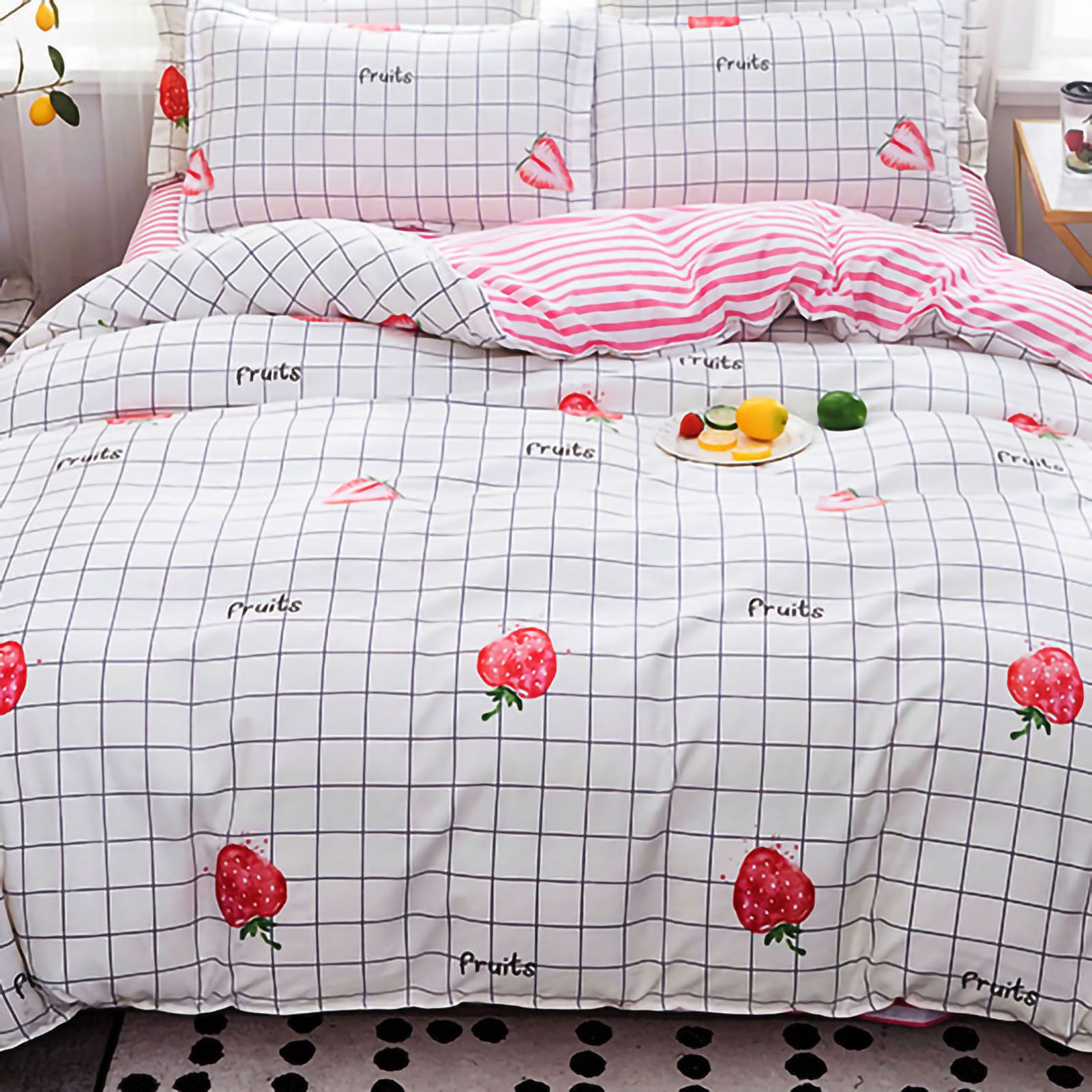 Skin Friendly Quilt Cover Thickened Polyester Soft Brushed Duvet Cover Quilt Bedding for Dormitory Bedroom Fruit 150 × 200cm — image 5